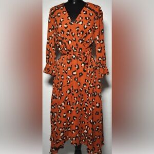 Tahari Vibrant Animal Print Long Sleeve Dress